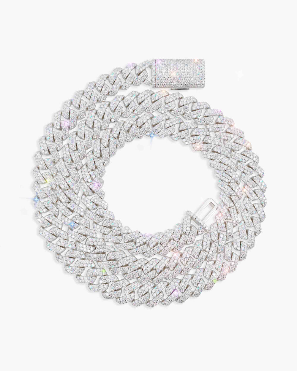 Moissanite Cuban Link Chain 14K Gold (ALL SIZES) - 10MM White Gold