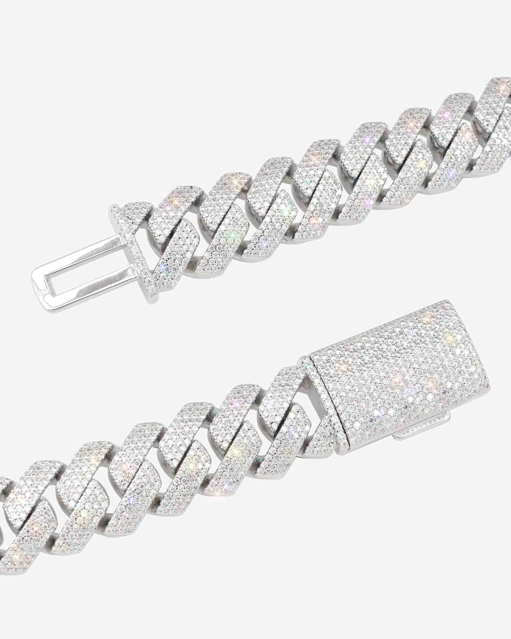 Moissanite Cuban Link Chain 14K Gold (ALL SIZES) - 15MM White Gold