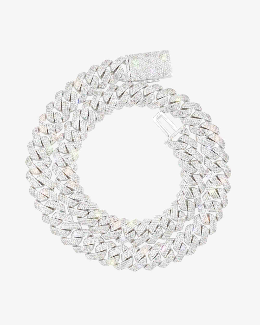 Moissanite Cuban Link Chain 14K Gold (ALL SIZES) - 15MM White Gold