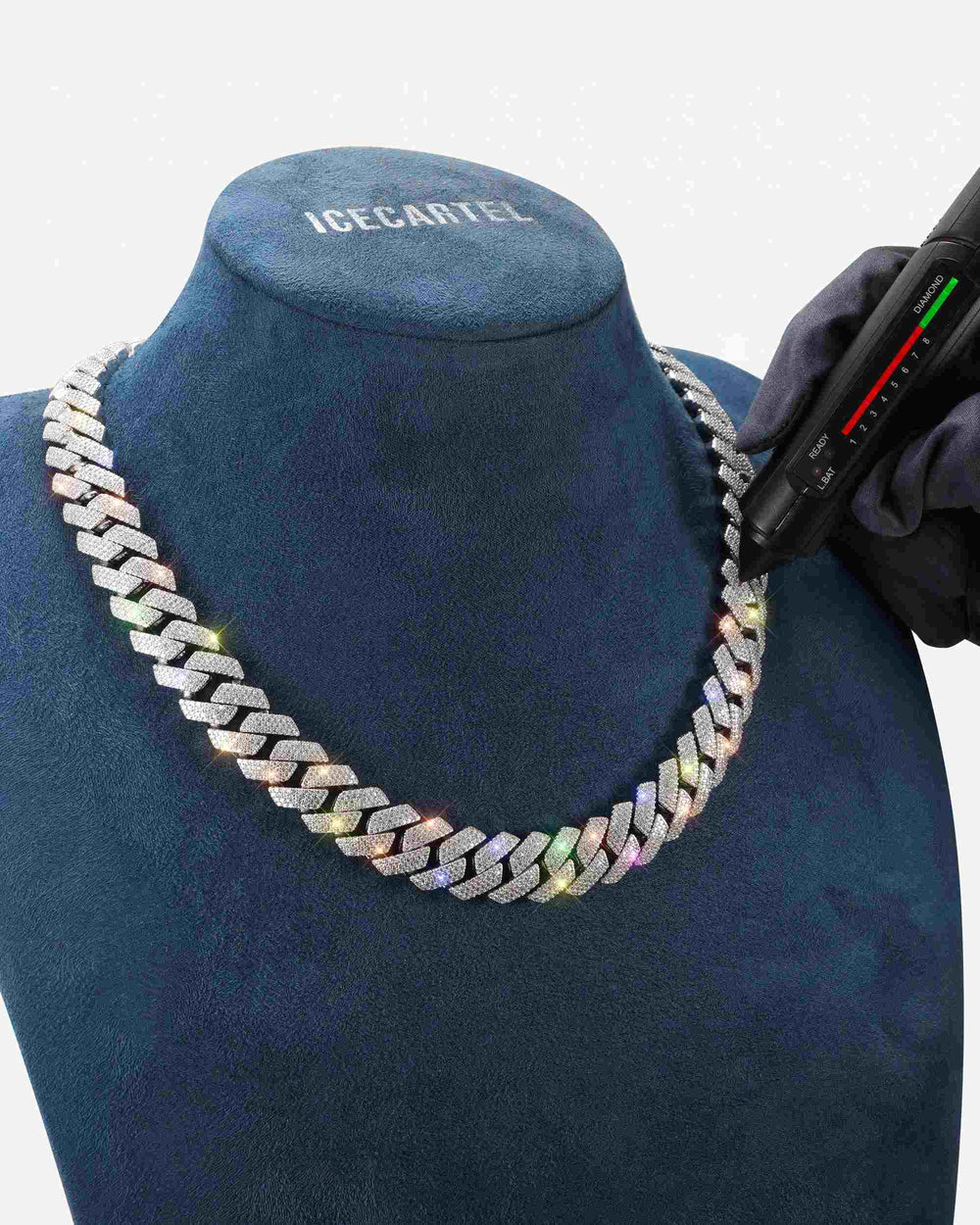 Moissanite Cuban Link Chain 14K Gold (ALL SIZES) - 15MM White Gold