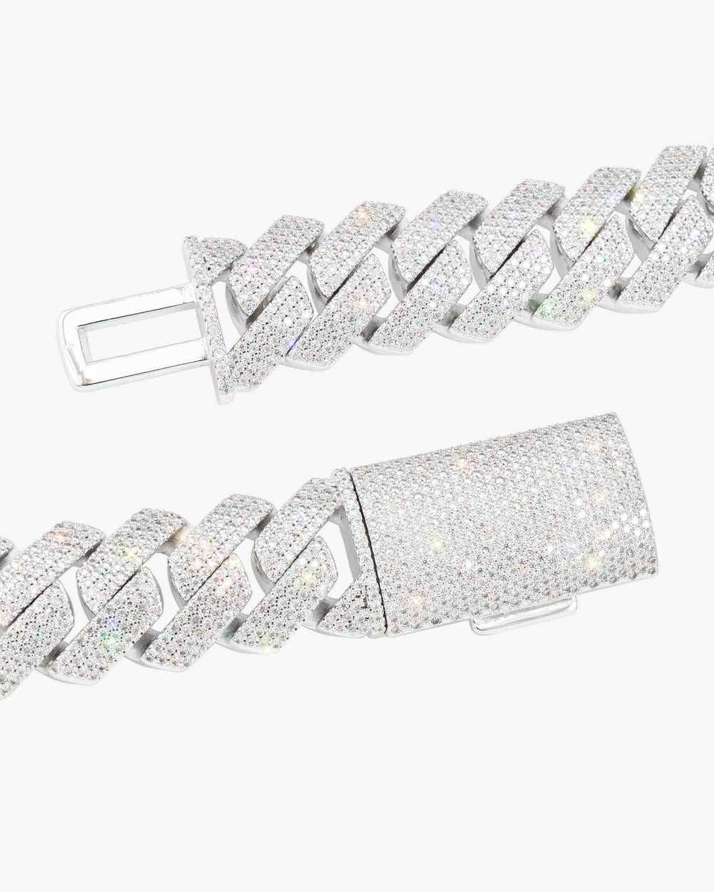 Moissanite Cuban Link Chain 14K Gold (ALL SIZES) - 20MM White Gold