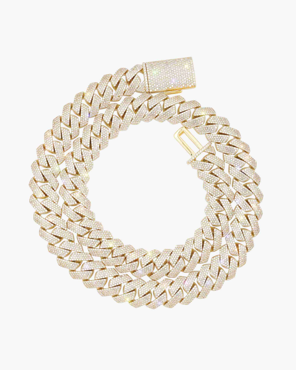 Moissanite Cuban Link Chain 14K Gold (ALL SIZES) - 15MM Yellow Gold