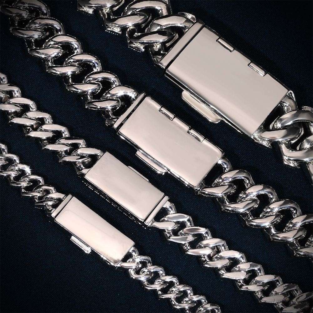 Moissanite Cuban Link Chain All Sizes Backside