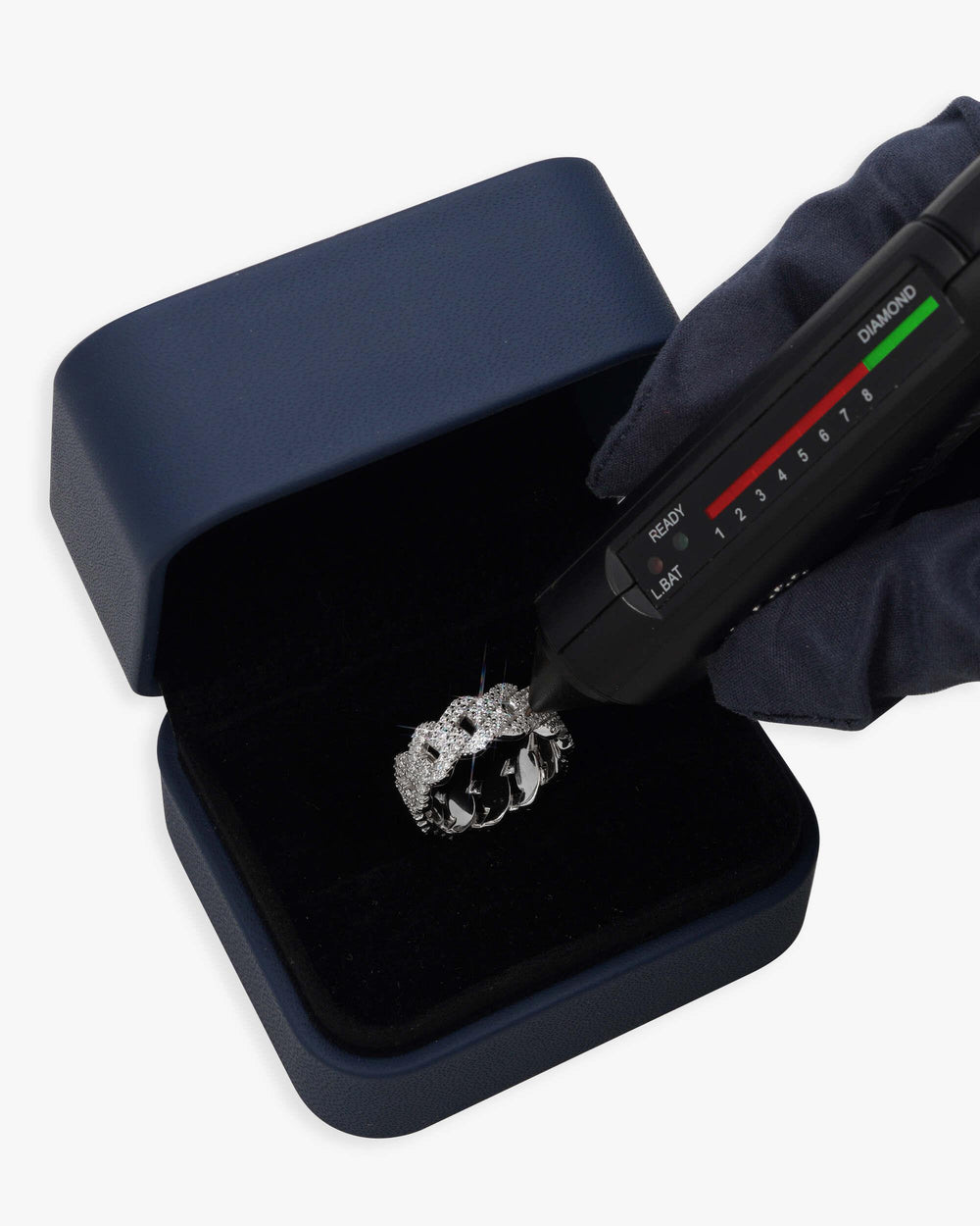 moissanite cuban link ring 14k gold plated icecartel box