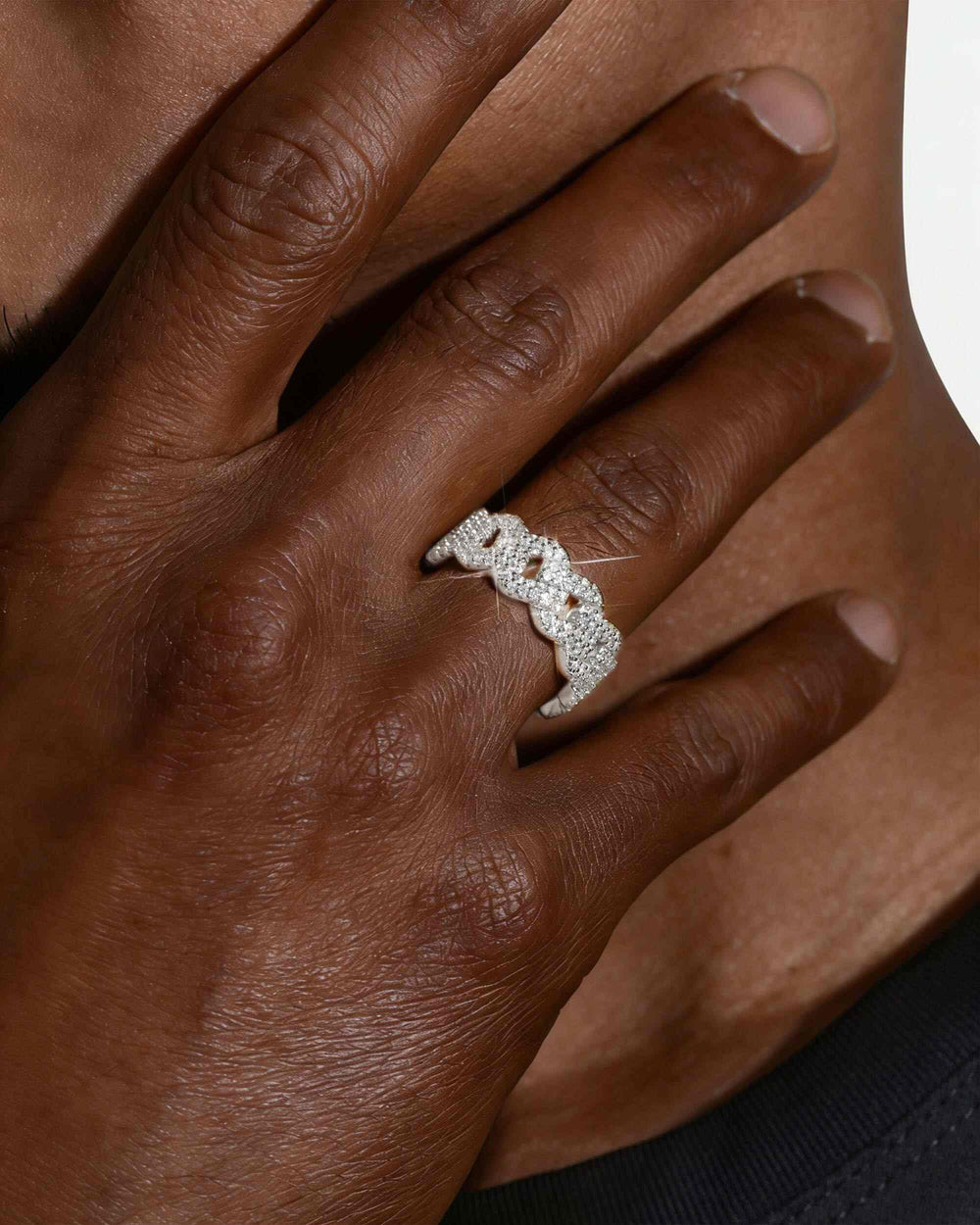 moissanite cuban link ring 14k gold plated icecartel model