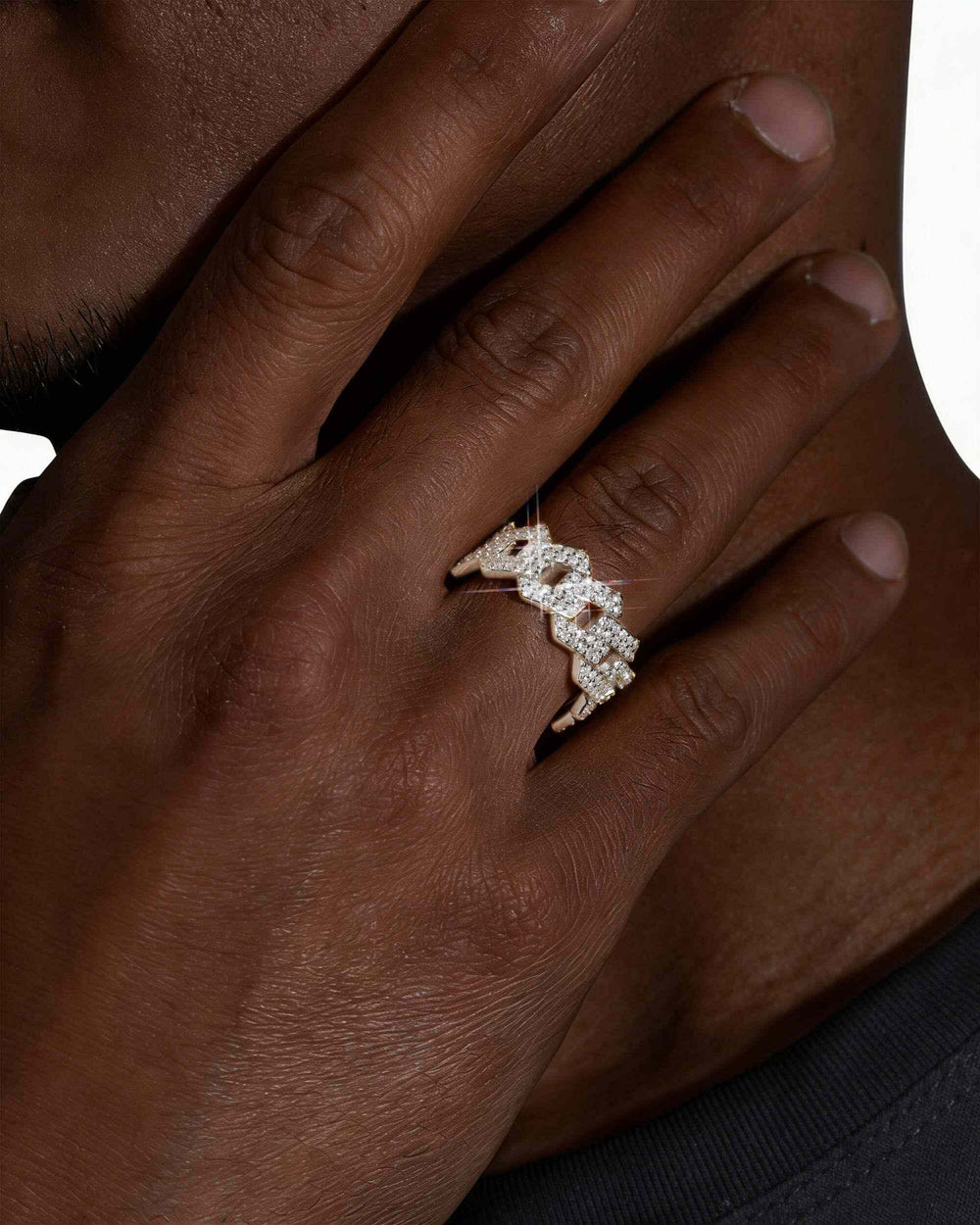 moissanite cuban link ring 14k icecartel model