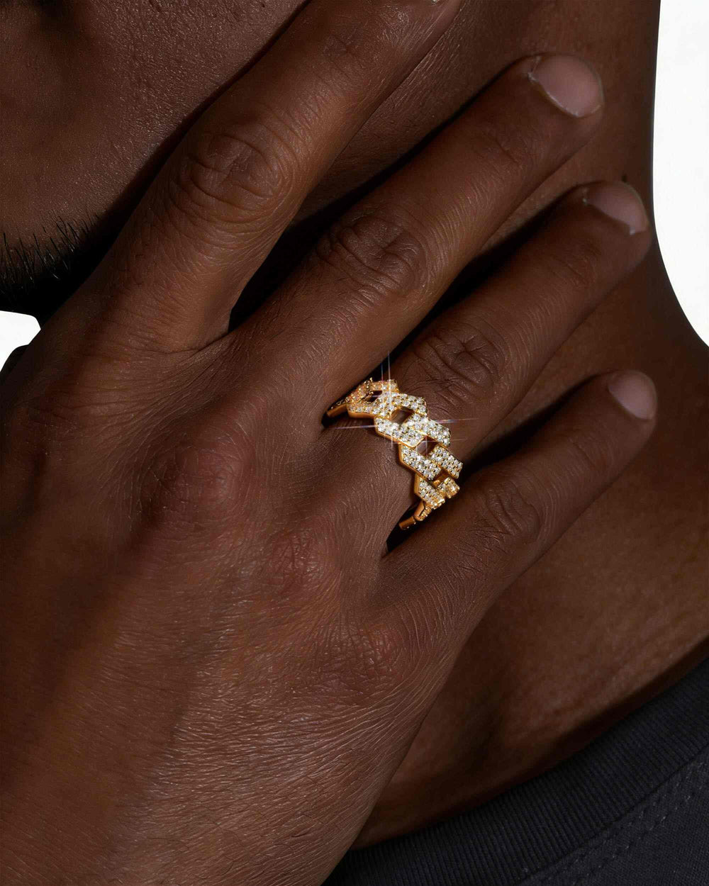 moissanite cuban link ring 14k icecartel yellow model