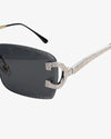Moissanite Diamond Classic Sunglasses 14K Gold - Black