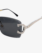 Moissanite Diamond Classic Sunglasses 14K Gold - Black