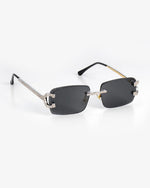 Moissanite Diamond Classic Sunglasses 14K Gold - Black