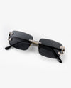 Moissanite Diamond Classic Sunglasses 14K Gold - Black