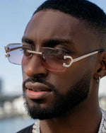 Moissanite Diamond Classic Sunglasses 14K Gold - Pink