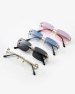 Moissanite Diamond Classic Sunglasses 14K Gold - Black