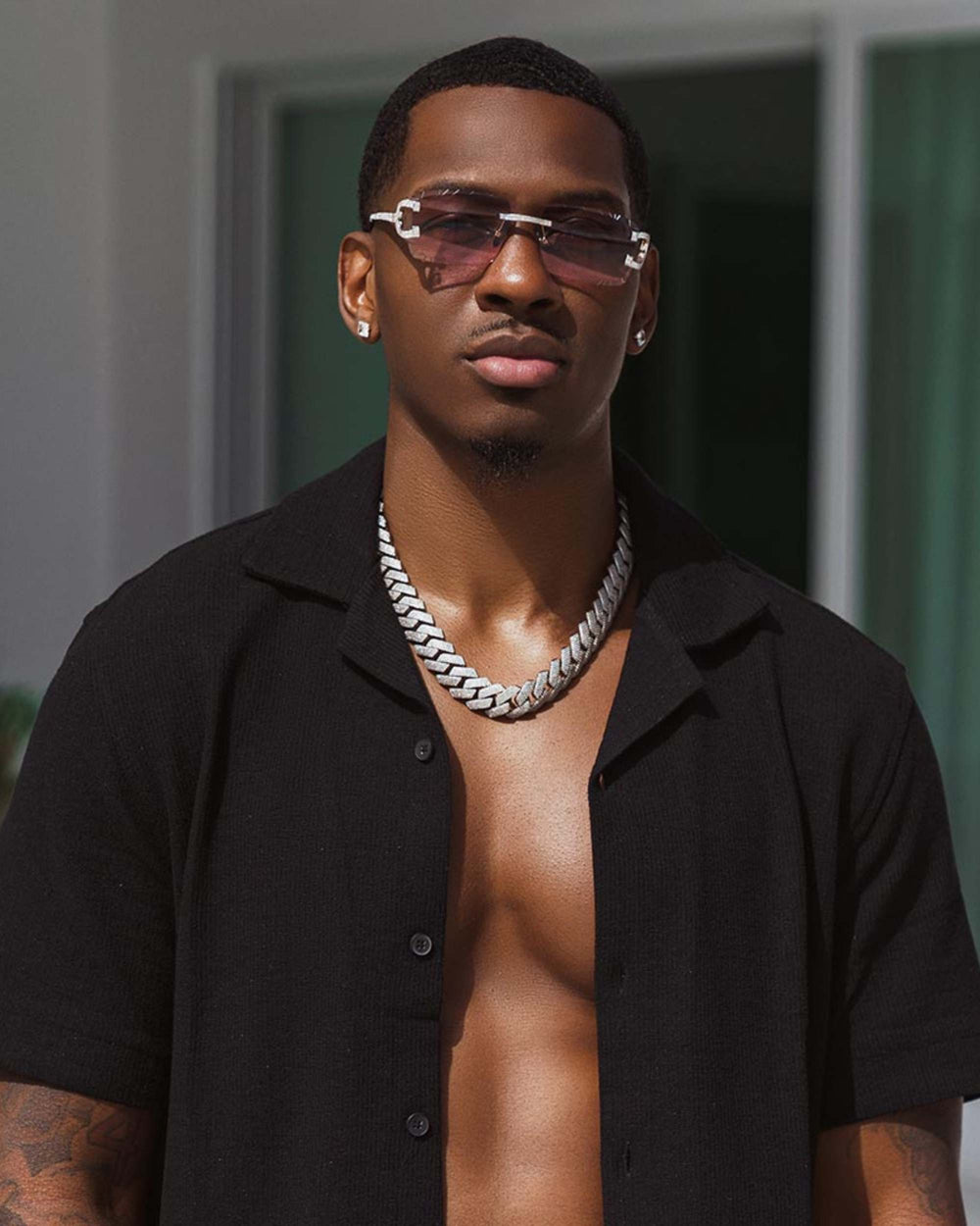 Moissanite Diamond Classic Sunglasses 14K Gold