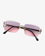 Moissanite Diamond Classic Sunglasses 14K Gold - Pink