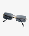 Moissanite Diamond Rectangle Sunglasses 14K Gold - Black