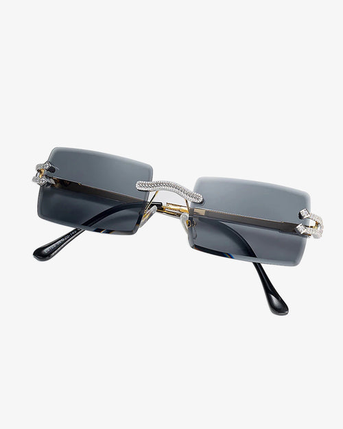 moissanite diamond rectangle sunglasses 14k gold icecartel black