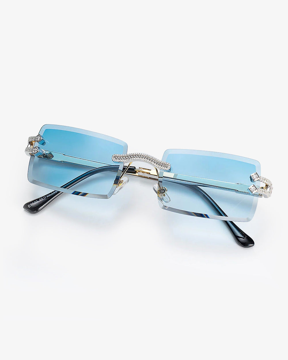 moissanite diamond rectangle sunglasses 14k gold icecartel blue