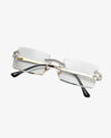 Moissanite Diamond Rectangle Sunglasses 14K Gold - Clear