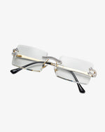 Moissanite Diamond Rectangle Sunglasses 14K Gold - Clear