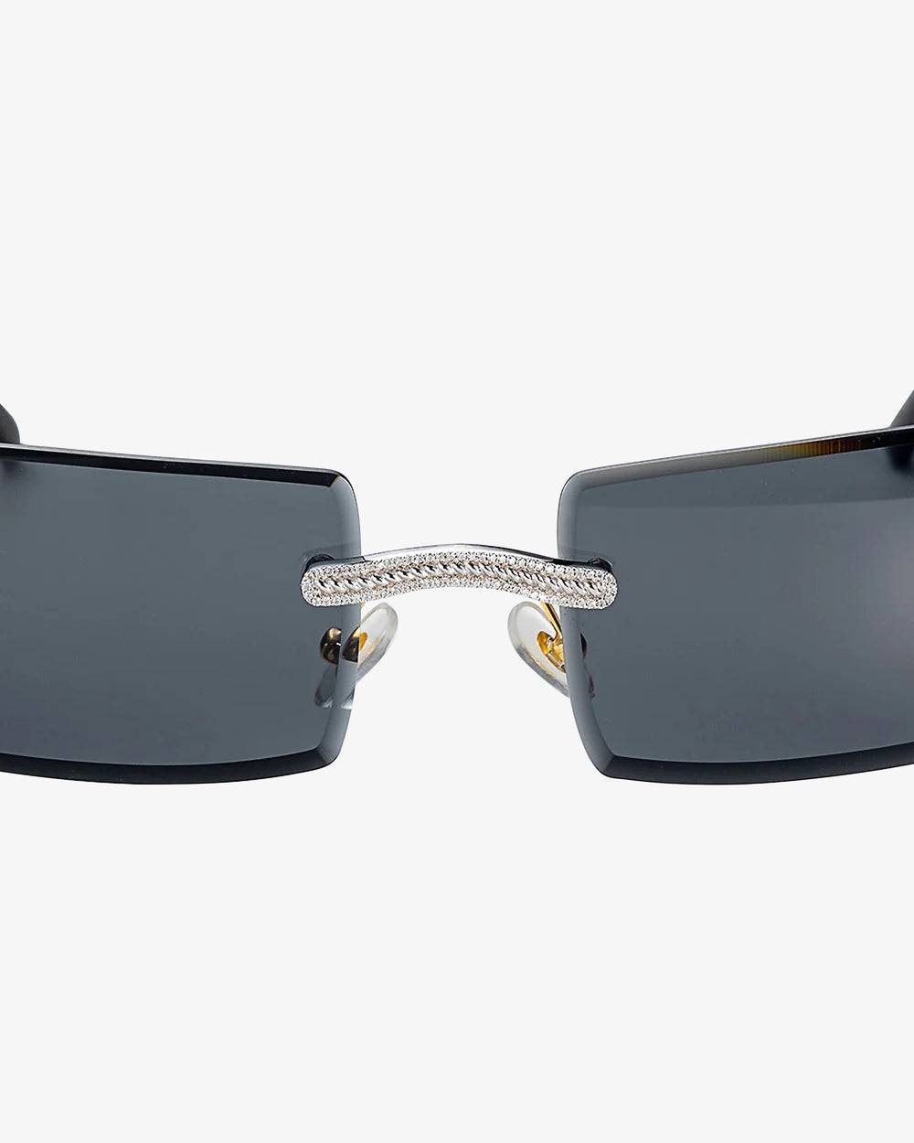 moissanite diamond rectangle sunglasses 14k gold icecartel front