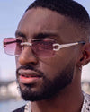 Moissanite Diamond Rectangle Sunglasses 14K Gold - Red