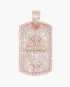 Moissanite Dog Tag Cross Pendant 14K Gold - Rose Gold