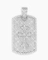Moissanite Dog Tag Cross Pendant 14K Gold - White Gold