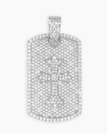 Moissanite Dog Tag Cross Pendant 14K Gold - White Gold