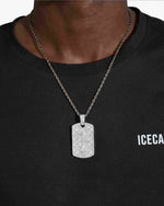 Moissanite Dog Tag Cross Pendant 14K Gold - White Gold