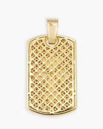 Moissanite Dog Tag Cross Pendant 14K Gold - Yellow Gold