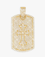 Moissanite Dog Tag Cross Pendant 14K Gold - Yellow Gold