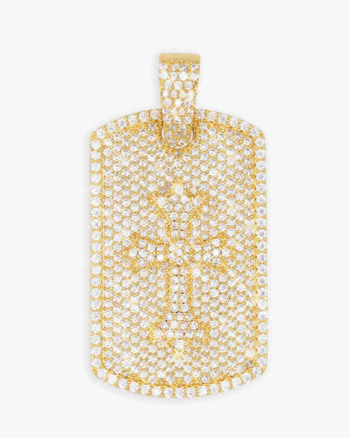 moissanite dog tag cross pendant 14k gold yellow icecartel main