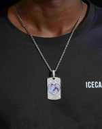 Moissanite Dog Tag Heart Photo Pendant 14K Gold - White Gold