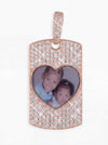 Moissanite Dog Tag Heart Photo Pendant 14K Gold - Rose Gold