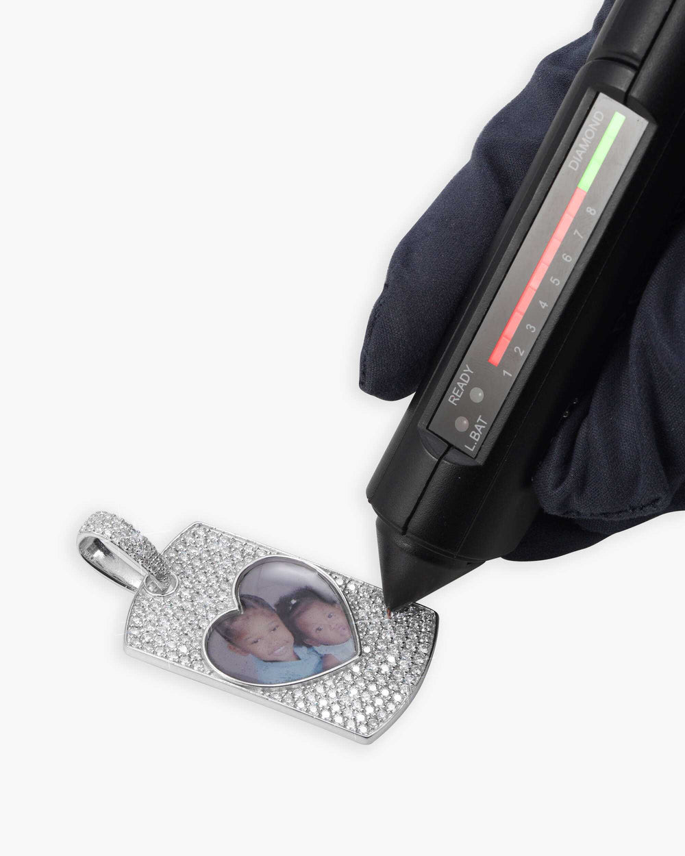 moissanite dog tag heart photo pendant 14k gold icecartel test