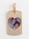 Moissanite Dog Tag Heart Photo Pendant 14K Gold - Yellow Gold