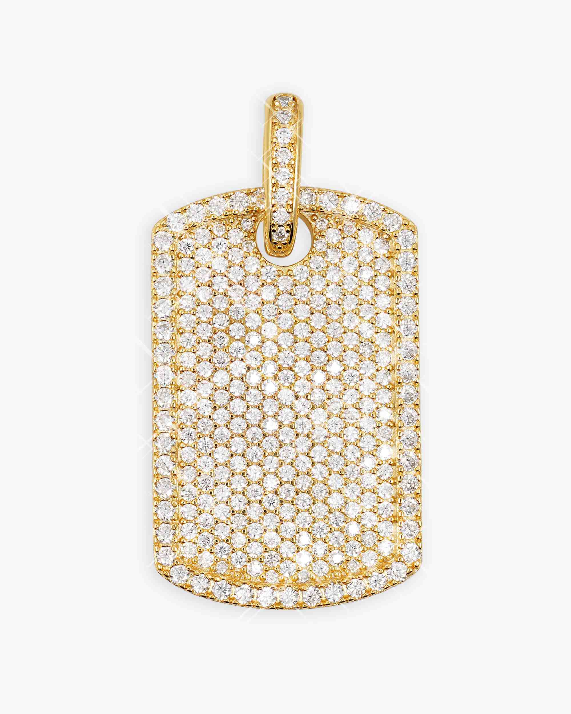 Moissanite Dog Tag Pendant 14K Yellow Gold - VVS Diamonds - IceCartel™