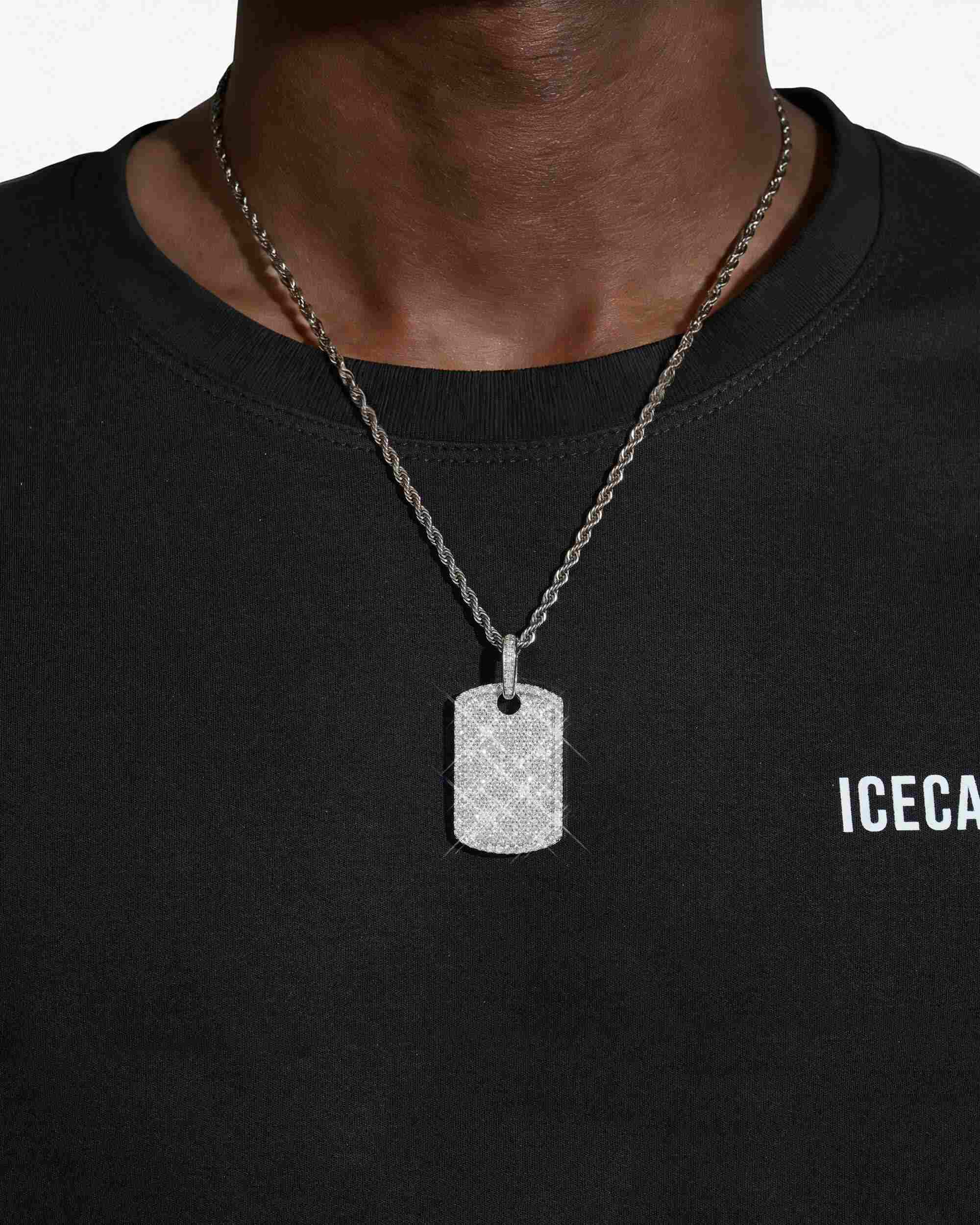 Moissanite Dog Tag Pendant 14K Yellow Gold - VVS Diamonds - IceCartel™