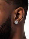 Moissanite Dome Cluster Stud Earrings 14K Gold - White Gold