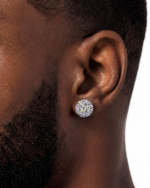 moissanite dome cluster stud earrings 14k gold icecartel white model