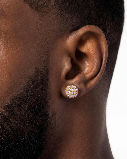 moissanite dome cluster stud earrings 14k gold icecartel yellow model