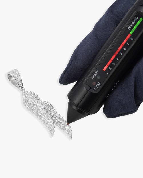moissanite feather pendant 14k gold icecartel test