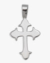 Moissanite Fleur Cross Pendant 14K Gold - White Gold