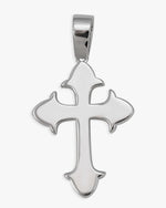 Moissanite Fleur Cross Pendant 14K Gold - White Gold