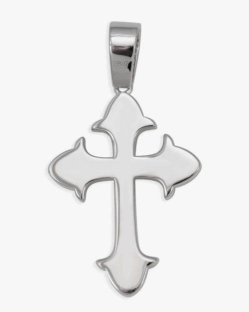 Moissanite Fleur Cross Pendant 14K Gold