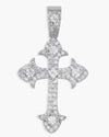 Moissanite Fleur Cross Pendant 14K Gold - White Gold