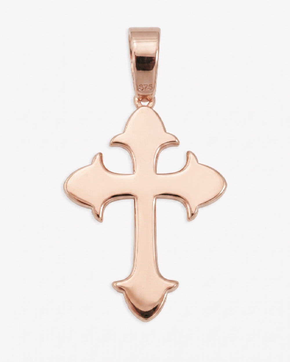 Moissanite Fleur Cross Pendant 14K Gold - Rose Gold