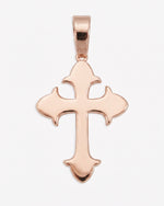 Moissanite Fleur Cross Pendant 14K Gold - Rose Gold