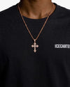 Moissanite Fleur Cross Pendant 14K Gold - Rose Gold